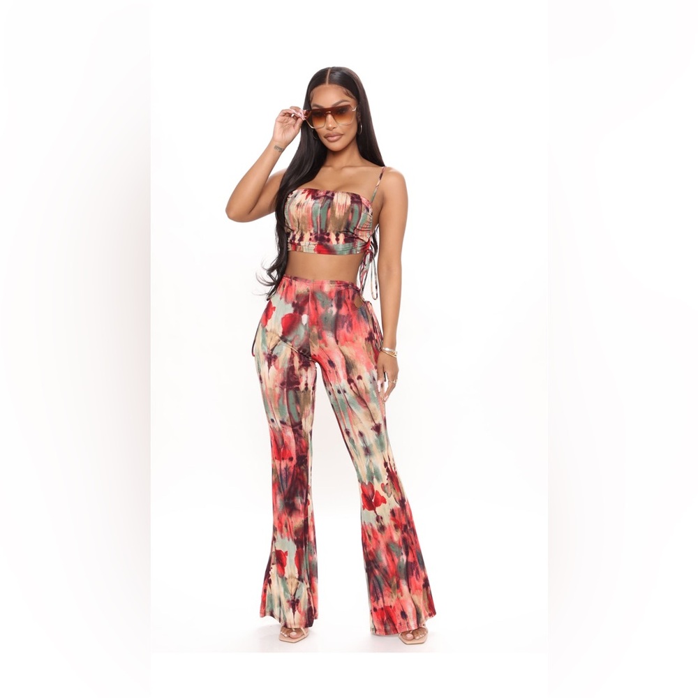 Looking Fine Flare Pant Set - Red/combo